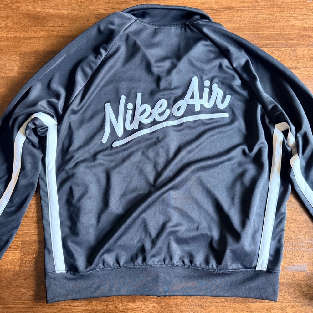 Nike Air Mens Track Jacket Black White Full Zip Script Back Logo Large L